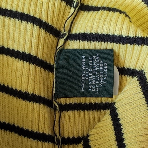 Lauren Ralph Lauren Womens Sweater Boatneck 3/4 Sleeve Stripe Yellow - Picture 8 of 9